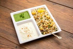 Sabudana Khichadi - An authentic dish from Maharashtra made with sago seeds, served with curd photo