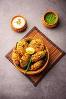 sabudana wada or shabudana vada called in india made from sago and served with chutney photo