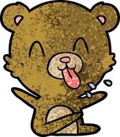 Retro grunge texture cartoon cute bear vector