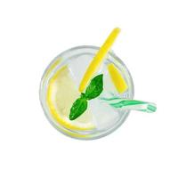 Glass of soda drink with lemon and mint isolated. photo