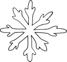 icono de copo de nieve, pegatina, decoración, álbum de recortes. bosquejo garabato dibujado a mano. minimalismo monocromático escandinavo. decoración de invierno navidad vector