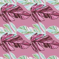 Creative tropical leaves seamless pattern in sketch style. Palm leaf endless floral background. vector