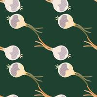 Hand drawn onion bulb seamless pattern. Onion in doodle style endless wallpaper. vector