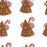 Seamless Pattern Macaroons cone and candy cane vector