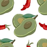 Seamless pattern Red hot chili pepper and chilli pepper hand drawn vector