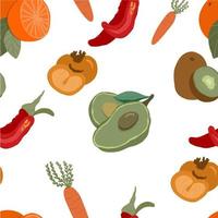 Seamless pattern fruit and vegetables vector