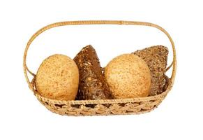 Various types of bread in a basket photo