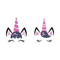 Breast Cancer Awareness icon. Vector cute unicorn. Disease prevention concept for october campaign.