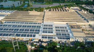 Aerial view from drone take above of industrial buildings, warehouses or factory storages, or logistic company photo