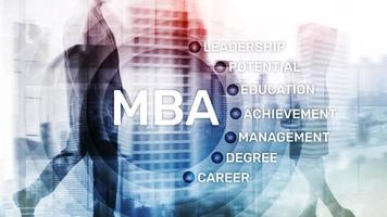 MBA - Master of business administration, e-learning, education and personal development concept. photo