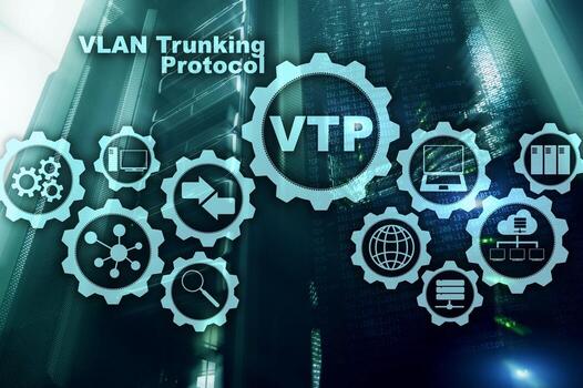 VLAN Trunking Protocol. Virtual Local Area Network. VTP. photo