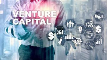 Venture Capital on Virtual Screen. Business, Technology, Internet and network concept. Abstract background photo