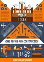 Vector house repair work tools poster