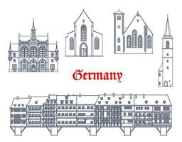 Germany, Erfurt buildings, Thuringia architecture vector