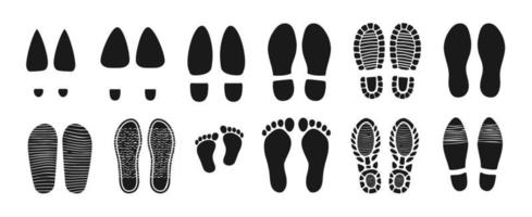 Man and woman shoes, baby barefoot footprints vector