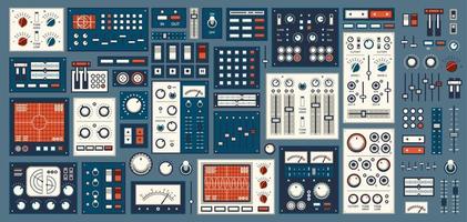 Retro dashboard, control panel switch and buttons vector