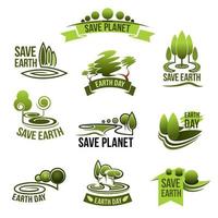 Save Earth Planet vector ecology protection icons