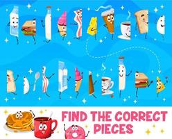 Find correct half pieces of breakfast characters vector