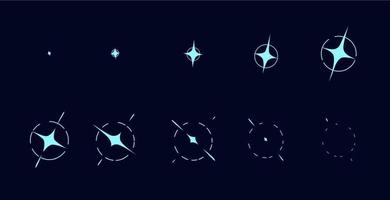 Animated shine, animation blast, game sprite vector