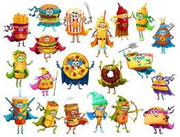 Cartoon fast food super hero defender characters vector