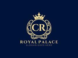 Letter CR Antique royal luxury victorian logo with ornamental frame. vector