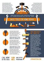 Vector home repair and painting work tools poster