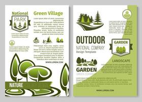 Green nature vector poster of parks landscape