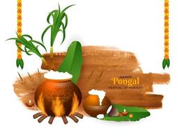 Happy pongal traditional festival celebration background design vector