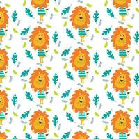 Seamless pattern of cute cartoon animal characters for baby prints. vector