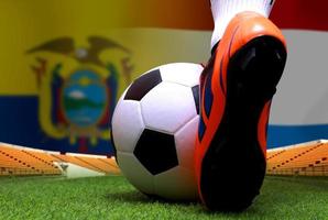 competición de copa de fútbol entre el ecuador nacional y los países bajos nacionales. foto