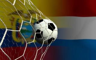 competición de copa de fútbol entre el ecuador nacional y los países bajos nacionales. foto