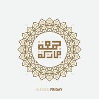 Arabic calligraphy Jumaa Mubaraka . Greeting card of the weekend at the Muslim world, translated May it be a Blessed Friday vector