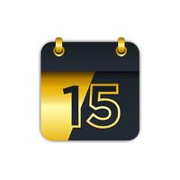 black gold calendar icon with the 15th. easy to edit to add the name of the month. perfect for decoration and more. eps 10 vector