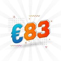 83 Euro Currency vector text symbol. 83 Euro European Union Money stock vector