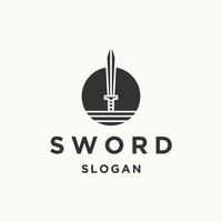 Sword logo icon flat design template vector