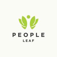 People leaf logo icon flat design template vector