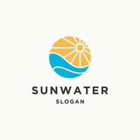 Sun water logo icon flat design template vector