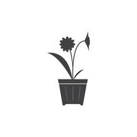 flor en el logotipo del jarrón vector