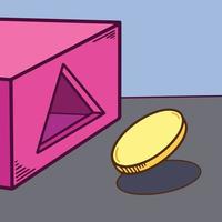 círculo redondo geométrico inadaptado en la ilustración de vector de forma de caja triangular con arte de línea limpia de dibujos animados y estilo de color