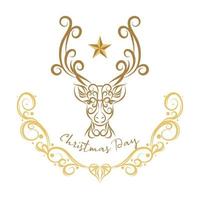 Luxury Christmas reindeer swirl calligraphic vector for card design