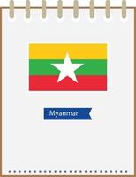 Bloc de notas con la bandera de myanmar vector