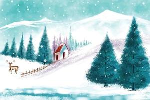 Christmas winter scenery of cold weather and frost christmas tree background vector