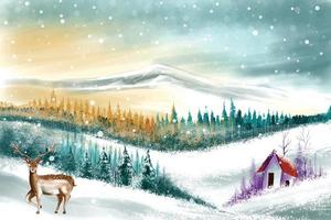 Landscape for winter and new year holidays christmas card background vector