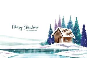 paisaje para vacaciones de invierno y año nuevo fondo de tarjeta de navidad vector