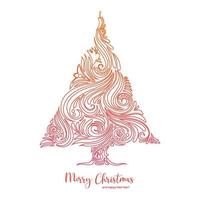 Merry christmas decorative floral tree on white background vector