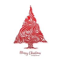 Merry christmas decorative floral tree on white background vector