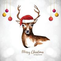 Cute deer for merry christmas celebration card background vector