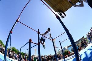 KHARKIV, UKRAINE - 27 MAY, 2022 Street workout show during the annual festival of street cultures photo