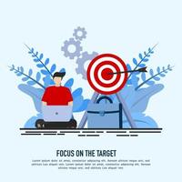 Aim to target as effort in business and focus on goal. Successful and effective corporate growth and management strategy. vector illustration.