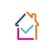 Abstract colorful house and check mark logo-icon. Modern lines with new pop art colors. Bold line clean style template set. vector